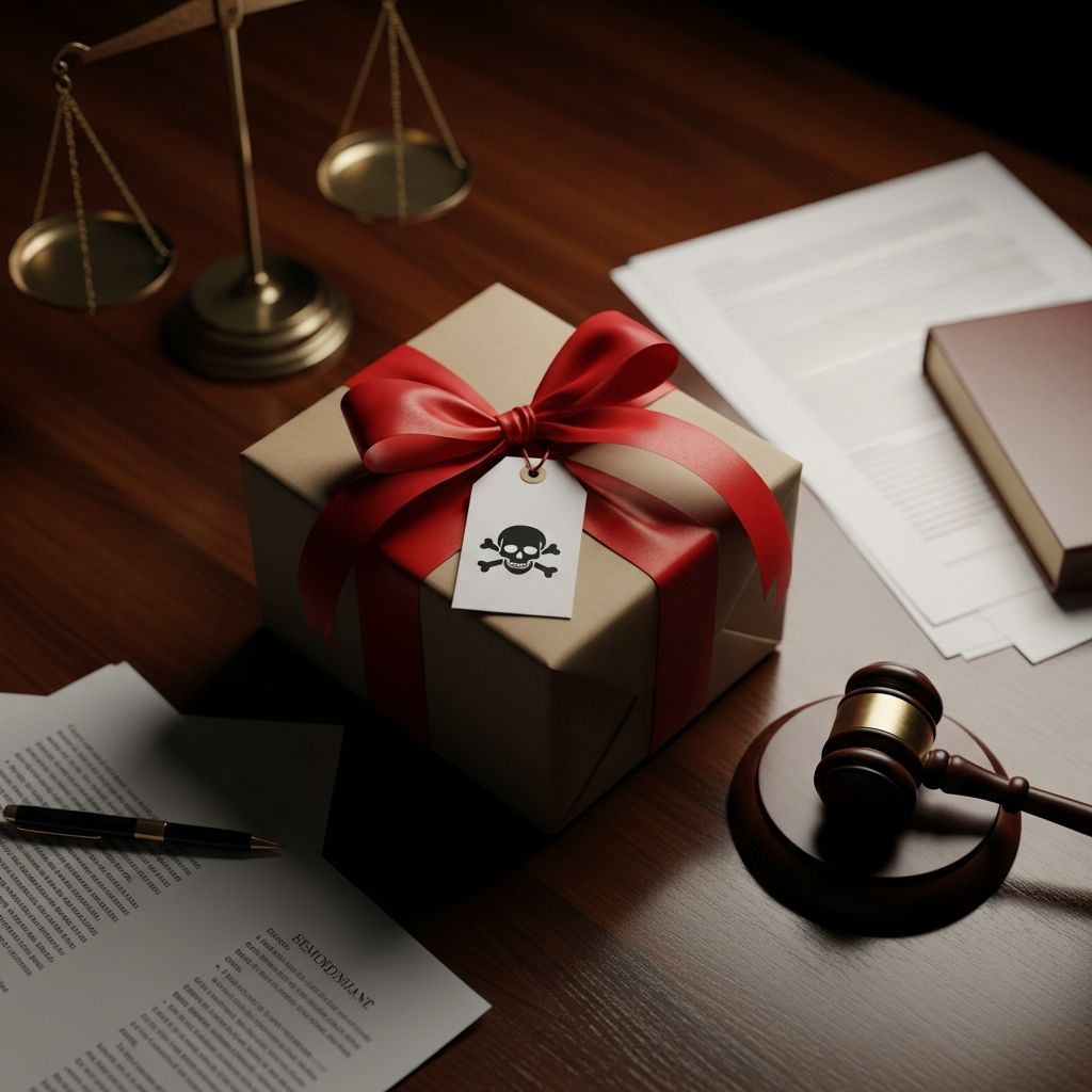 Discover everyday gifts that could lead to serious legal trouble, from weapons to tax pitfalls and ethical breaches.