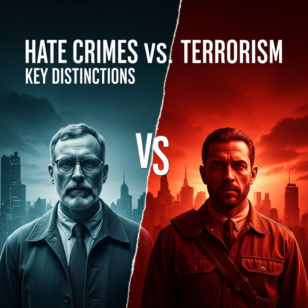 Unpacking the legal, motivational, and societal differences between hate crimes and terrorism to clarify their impacts and responses.