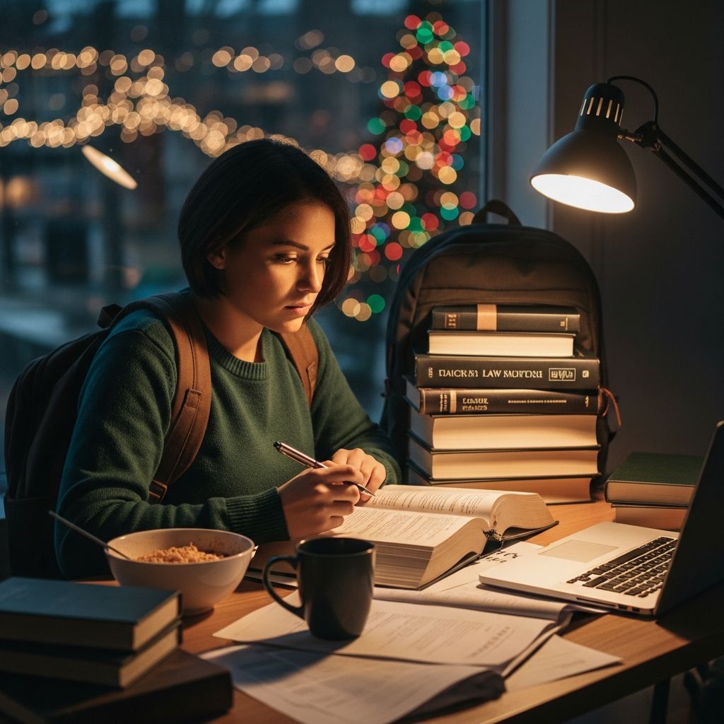 Essential strategies for 1Ls to unwind, reconnect, and strategically prepare during holiday breaks without burnout.