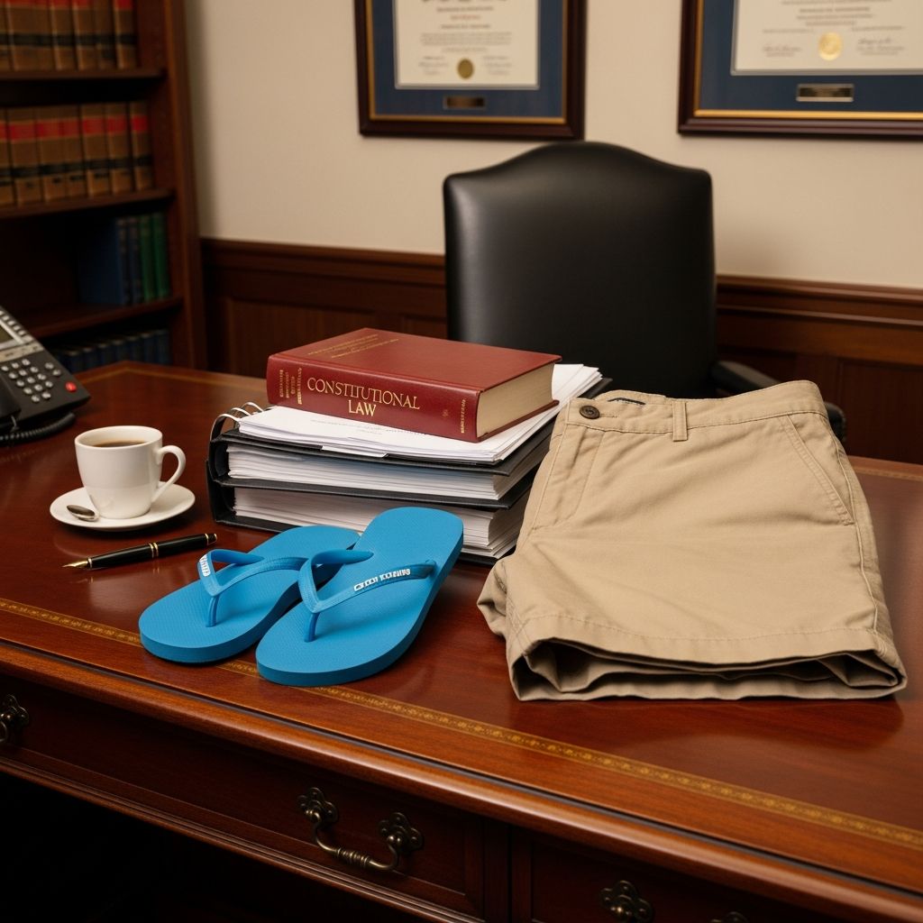 Navigating professional attire in law offices: When can lawyers ditch suits for flip-flops and shorts without risking professionalism?