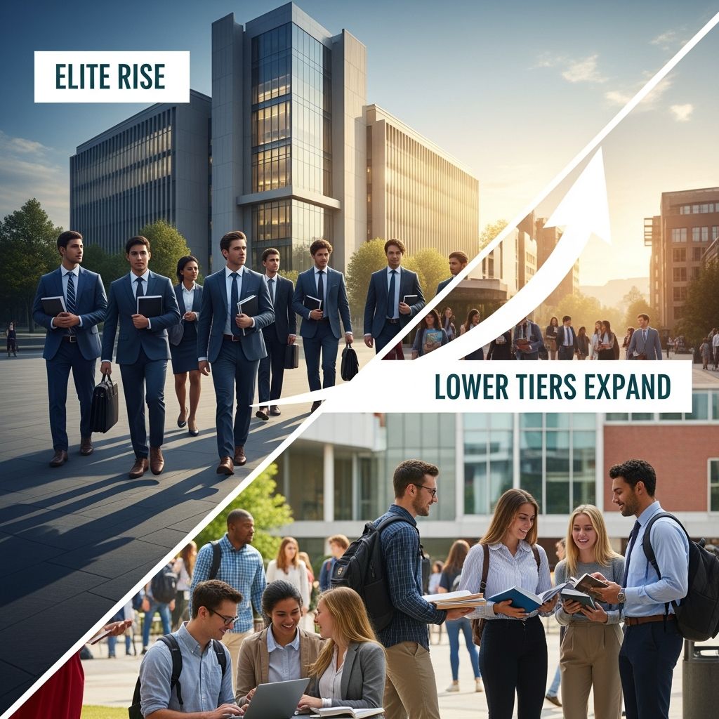 Applications surge across U.S. law schools, with top programs attracting elite talent while lower-ranked institutions grow enrollment amid economic shifts.