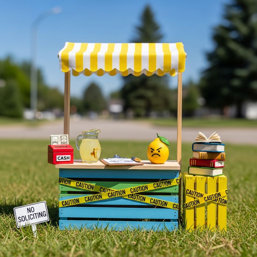 Uncover the surprising regulations, permits, taxes, and zoning rules that could shut down your child's innocent lemonade venture and how to navigate them safely.