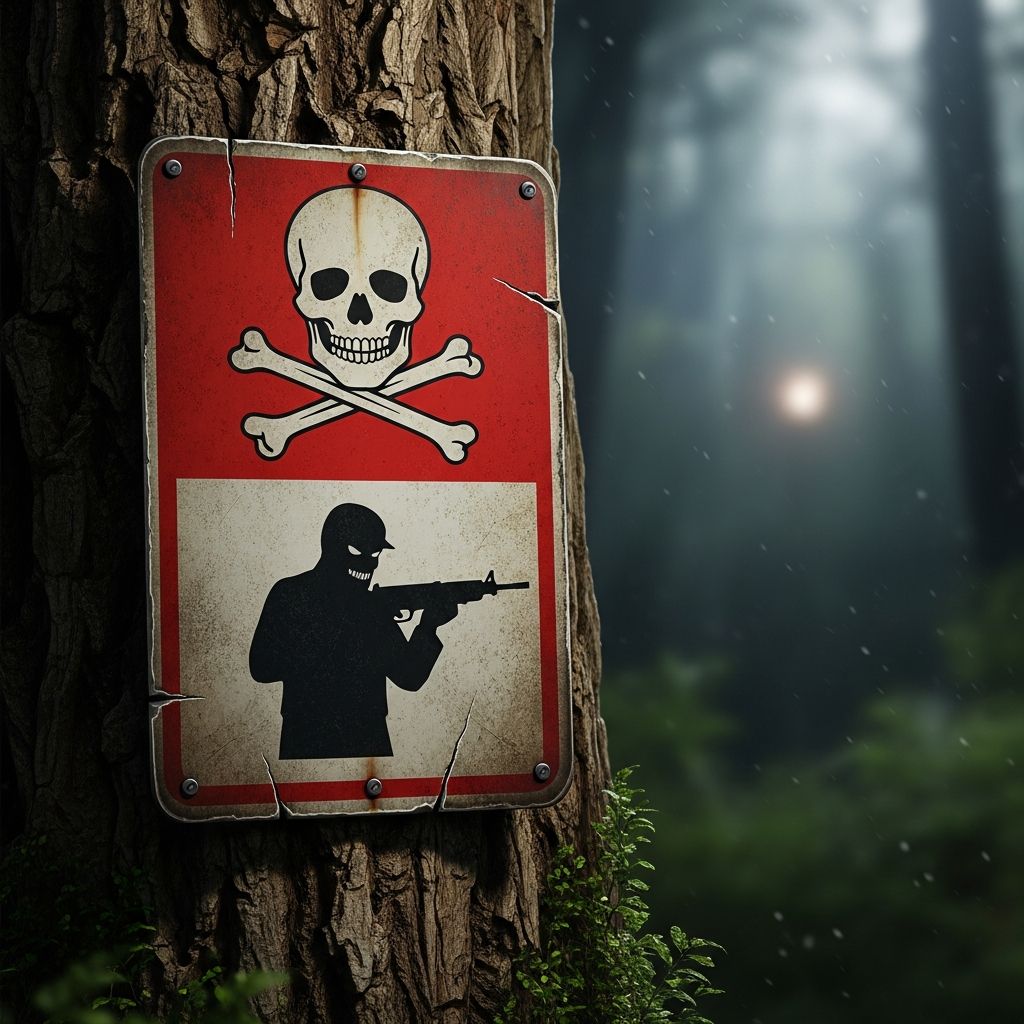 Explore whether signs like 'Trespassers Will Be Shot' hold legal weight in protecting property and self during emergencies or riots.