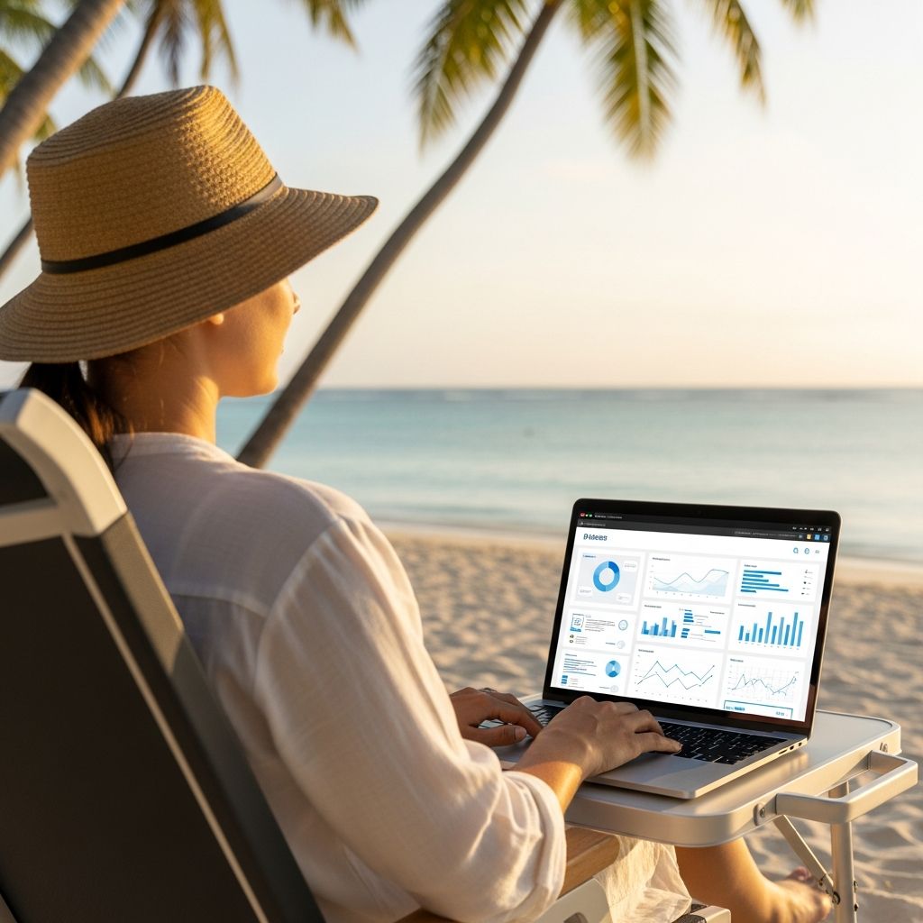 Essential strategies for small business owners to monitor operations, delegate tasks, and ensure success while enjoying well-deserved time off.