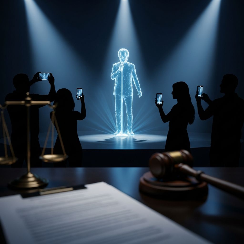 Exploring the complex legal landscape surrounding digital recreations of deceased performers.
