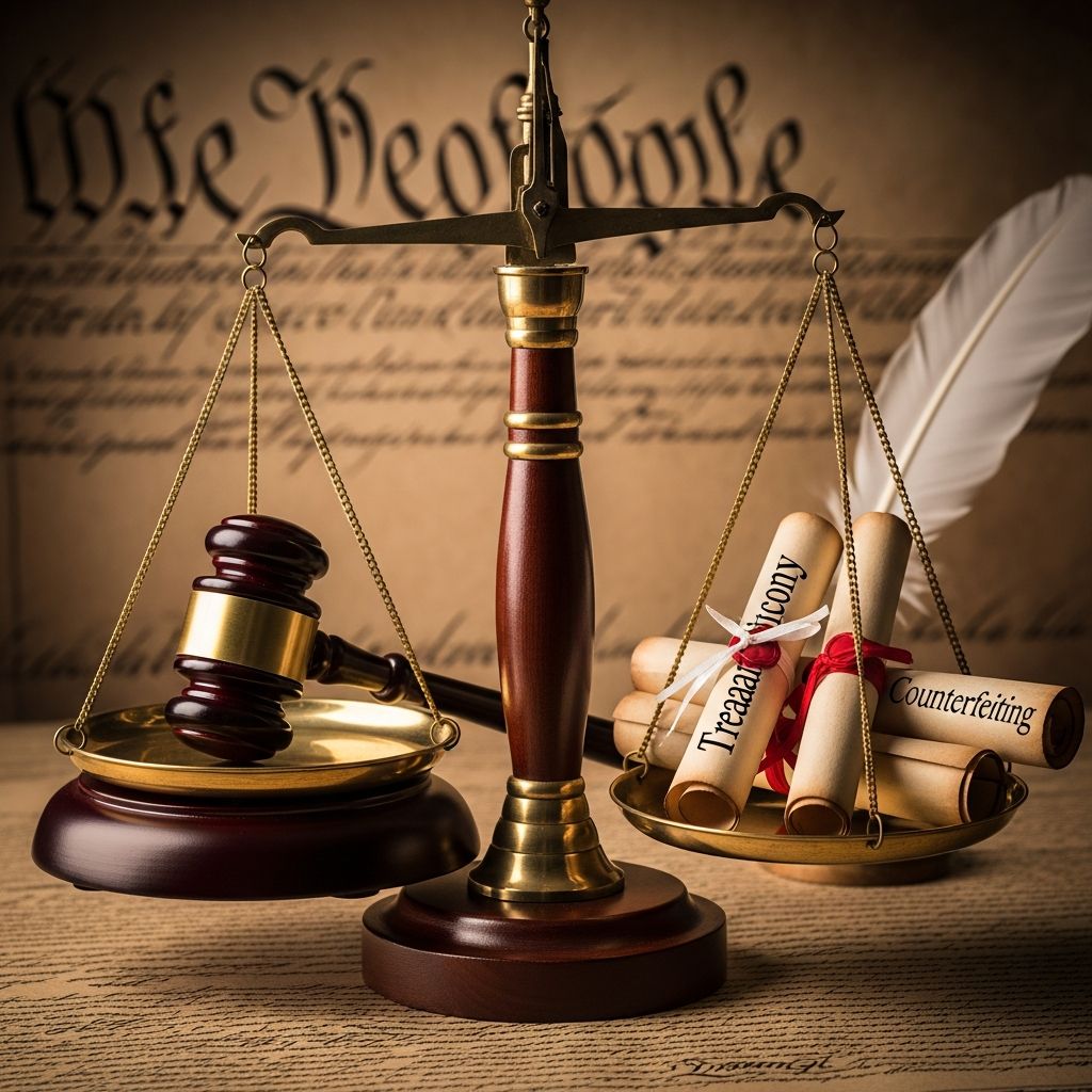 Discover the only three crimes explicitly defined in the US Constitution: treason, piracy, and counterfeiting, and their enduring legal significance.