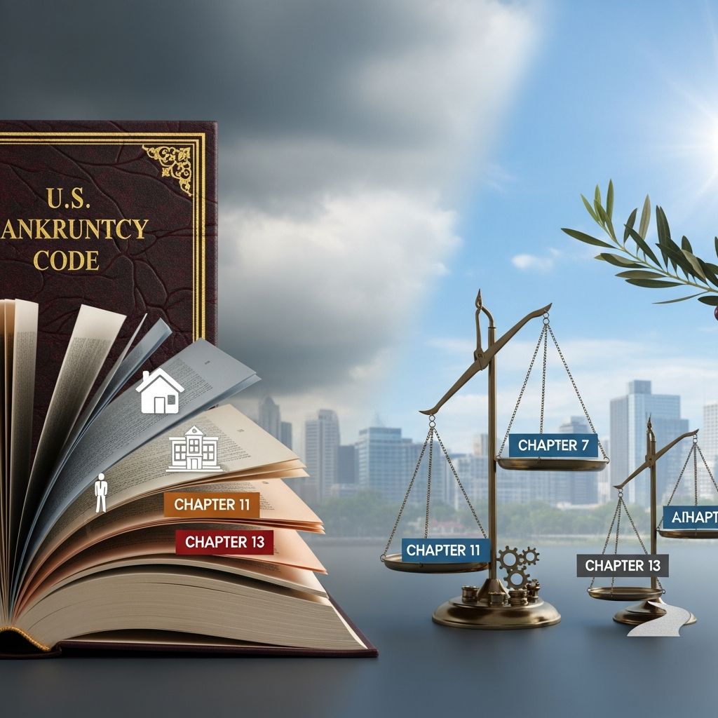 Comprehensive guide to Chapter 7, 11, 13, and specialized bankruptcies for individuals and businesses seeking debt relief.