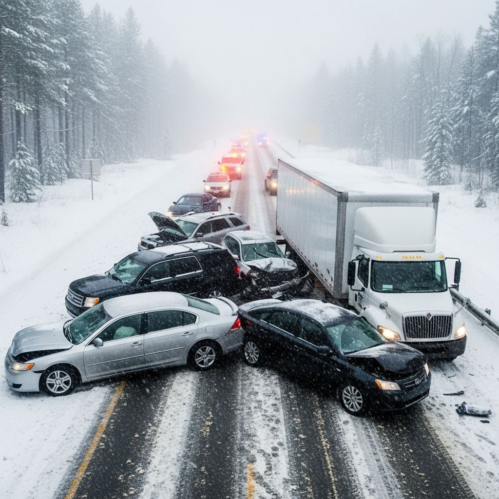 Navigating liability, fault determination, and compensation strategies in hazardous winter chain-reaction accidents.