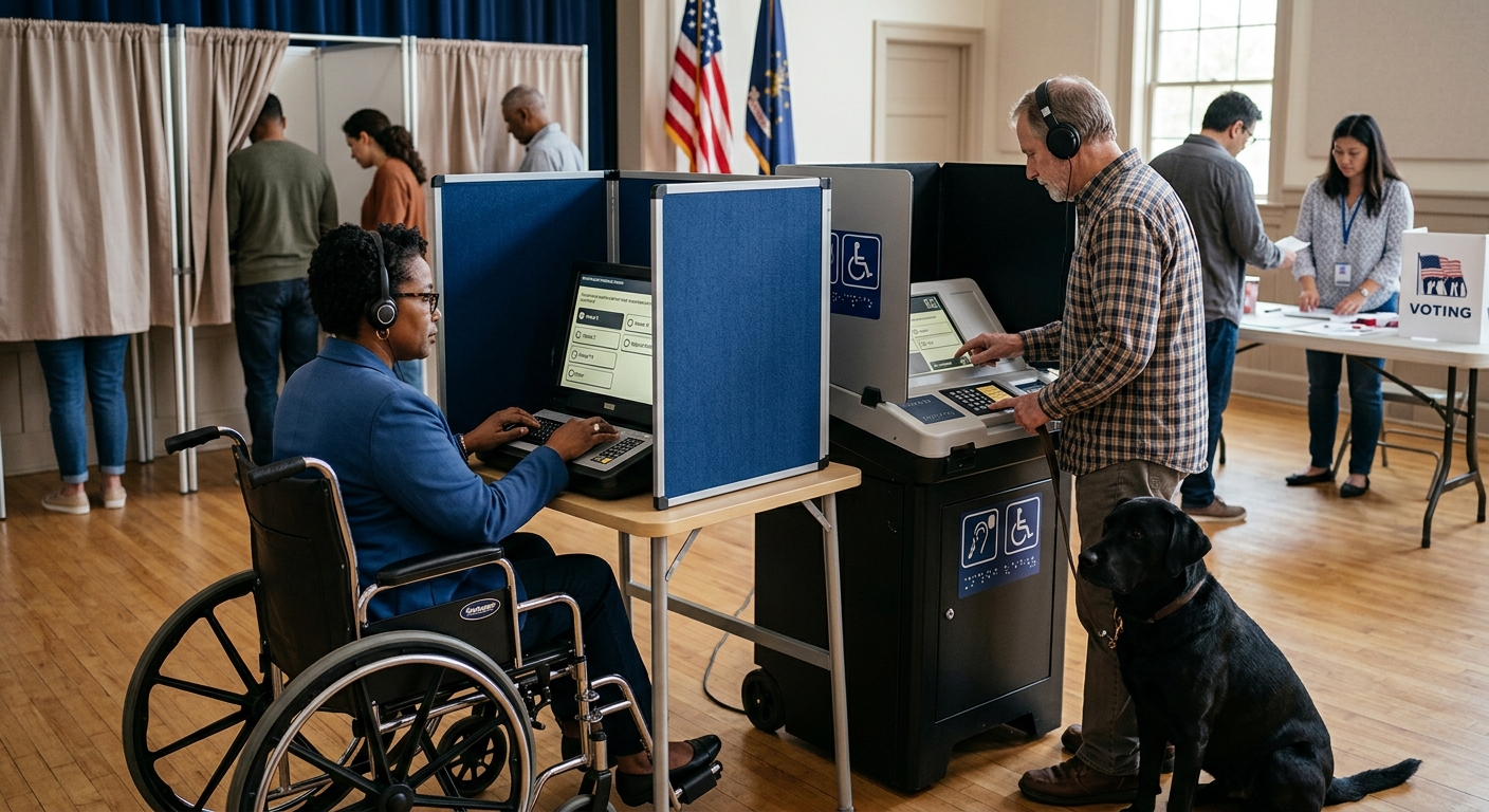 Examining barriers and solutions for visually impaired voters at the polls.