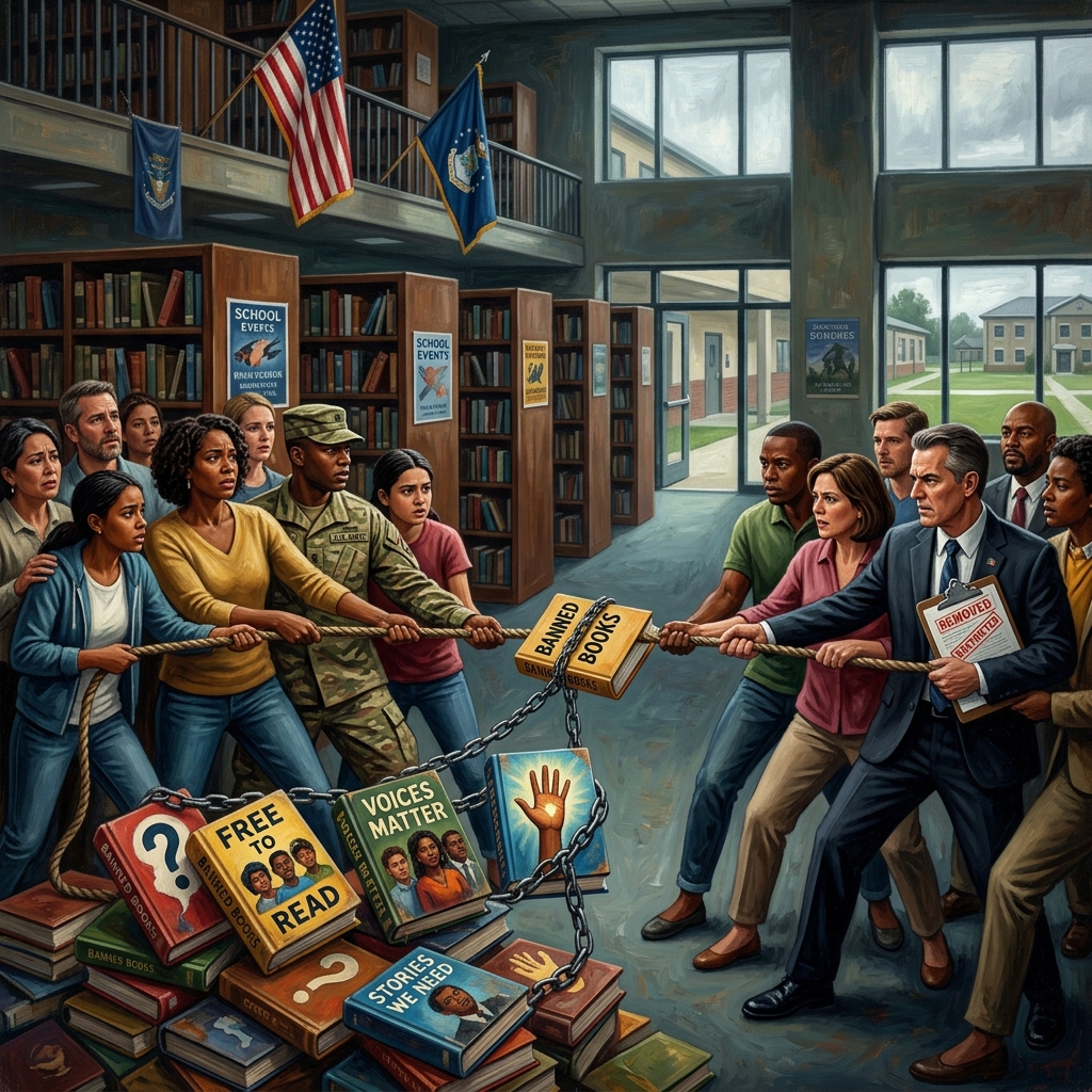 Free speech battleground: Banned books in military base schools.