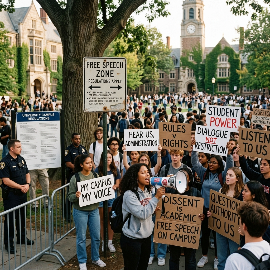 Exploring the legal boundaries of free speech and campus protests in America.