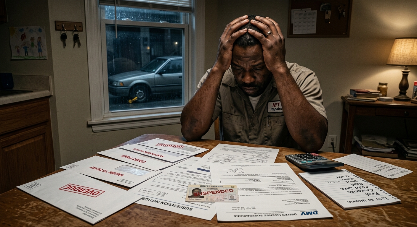 How automatic license suspensions for unpaid traffic fines criminalize poverty.