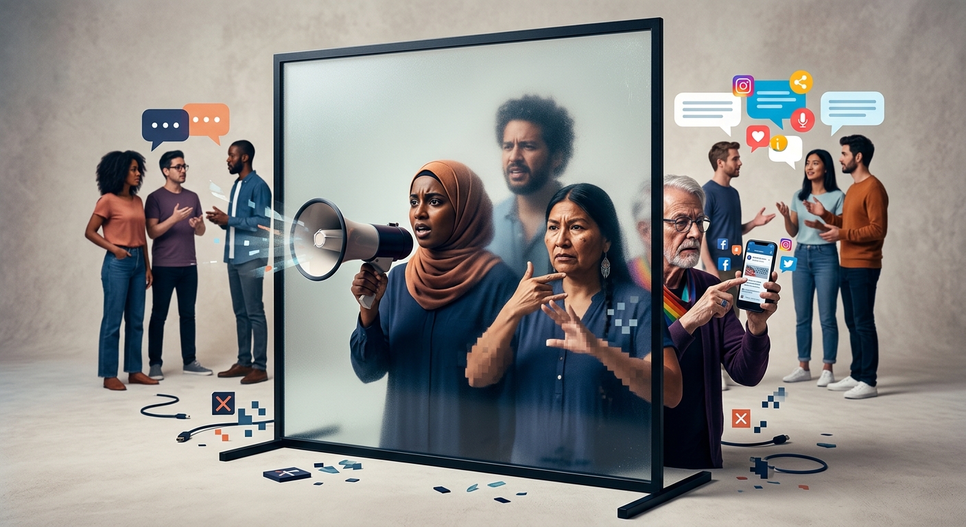 Examining how sweeping internet laws and biased algorithms erase vulnerable voices from the digital public square.