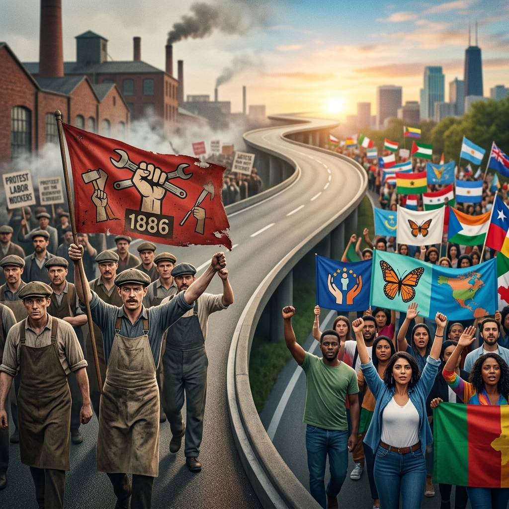 How an 1886 labor fight transformed into a modern push for migrant justice.