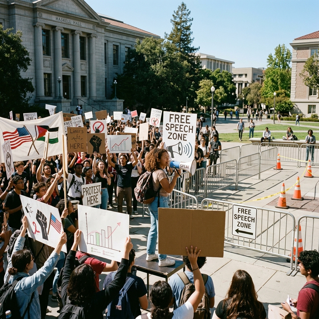How 'free speech zones' silence dissent and threaten First Amendment rights.