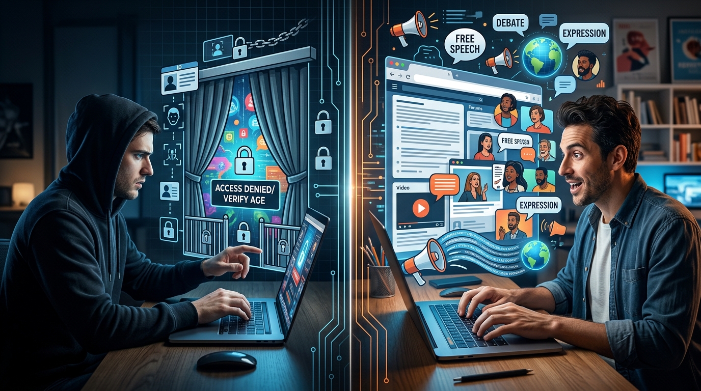 Exploring how mandatory age verification threatens internet free speech today.