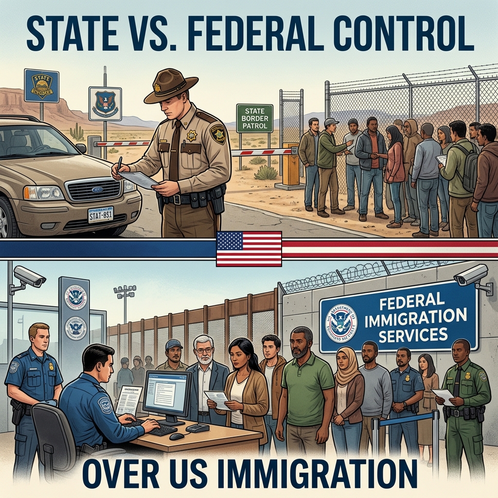 The constitutional debate over states enforcing federal immigration laws.