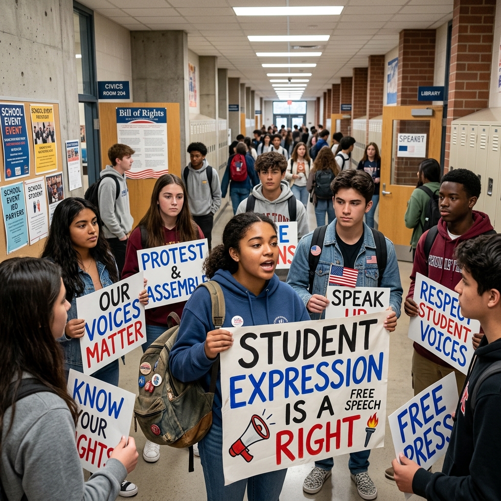 Exploring free speech and constitutional rights for public school students.
