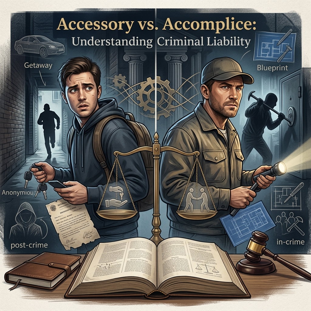 Learn how criminal law distinguishes accessories from accomplices, why the timing and level of help matters, and how these roles affect charges and penalties.