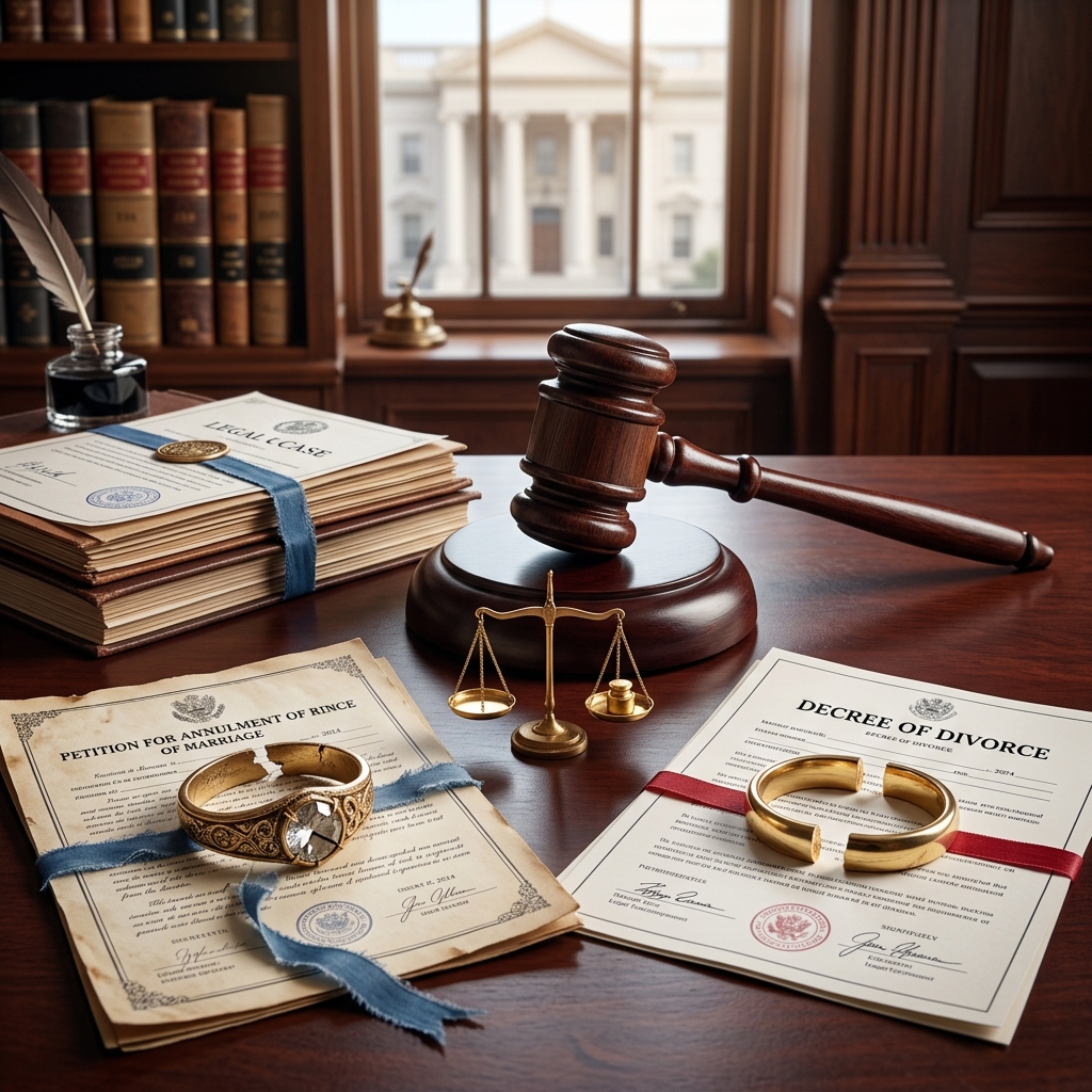 Understand when a marriage can be erased as if it never existed and when it must be formally ended through divorce.