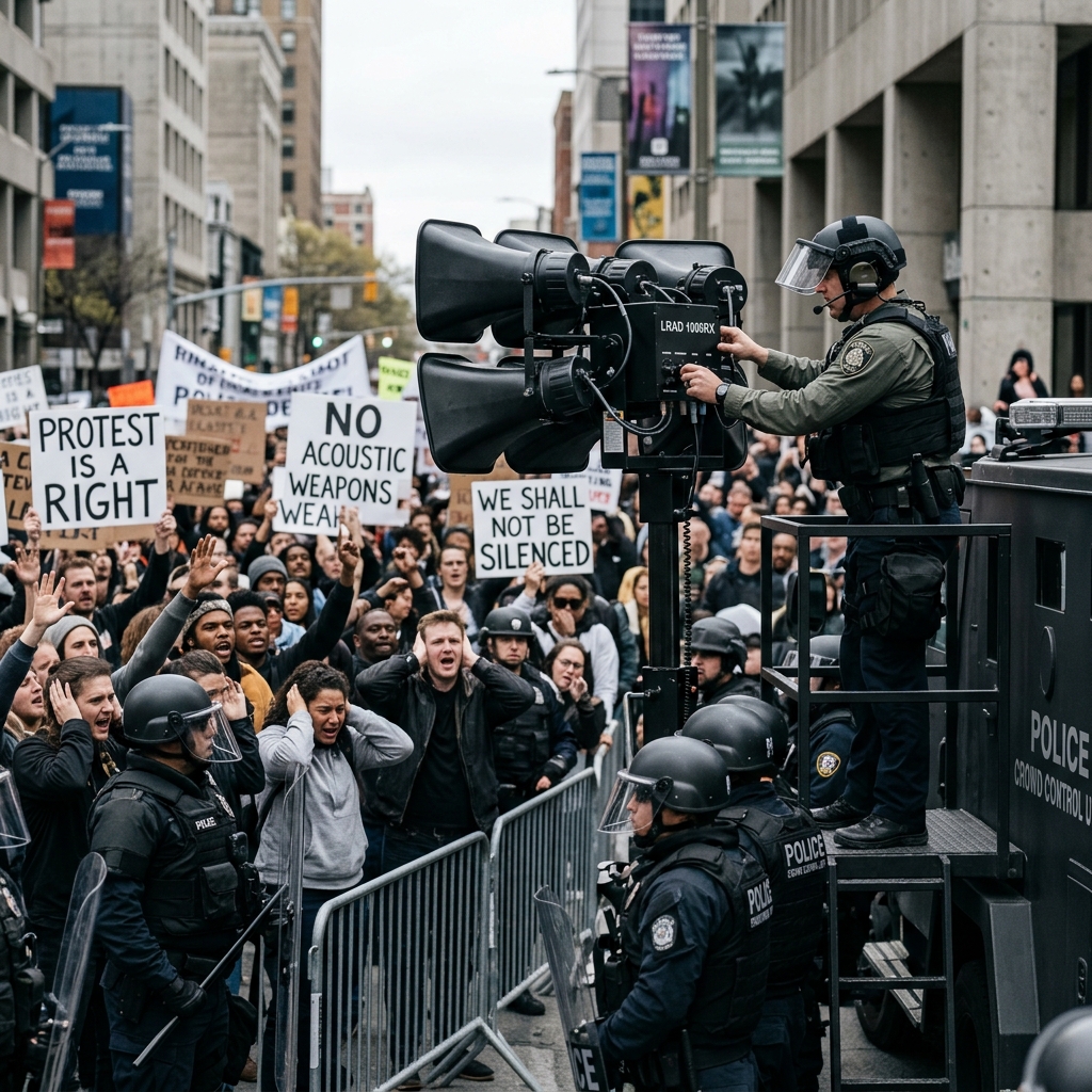 An in-depth look at long-range acoustic devices, their health risks, and the complex legal standards governing police use on crowds.