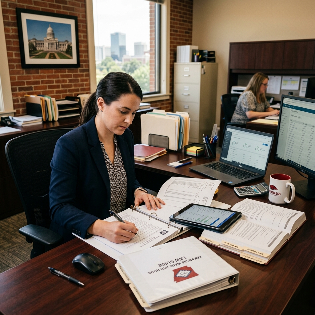 A practical overview of Arkansas pay rules, overtime, records, and worker protections.