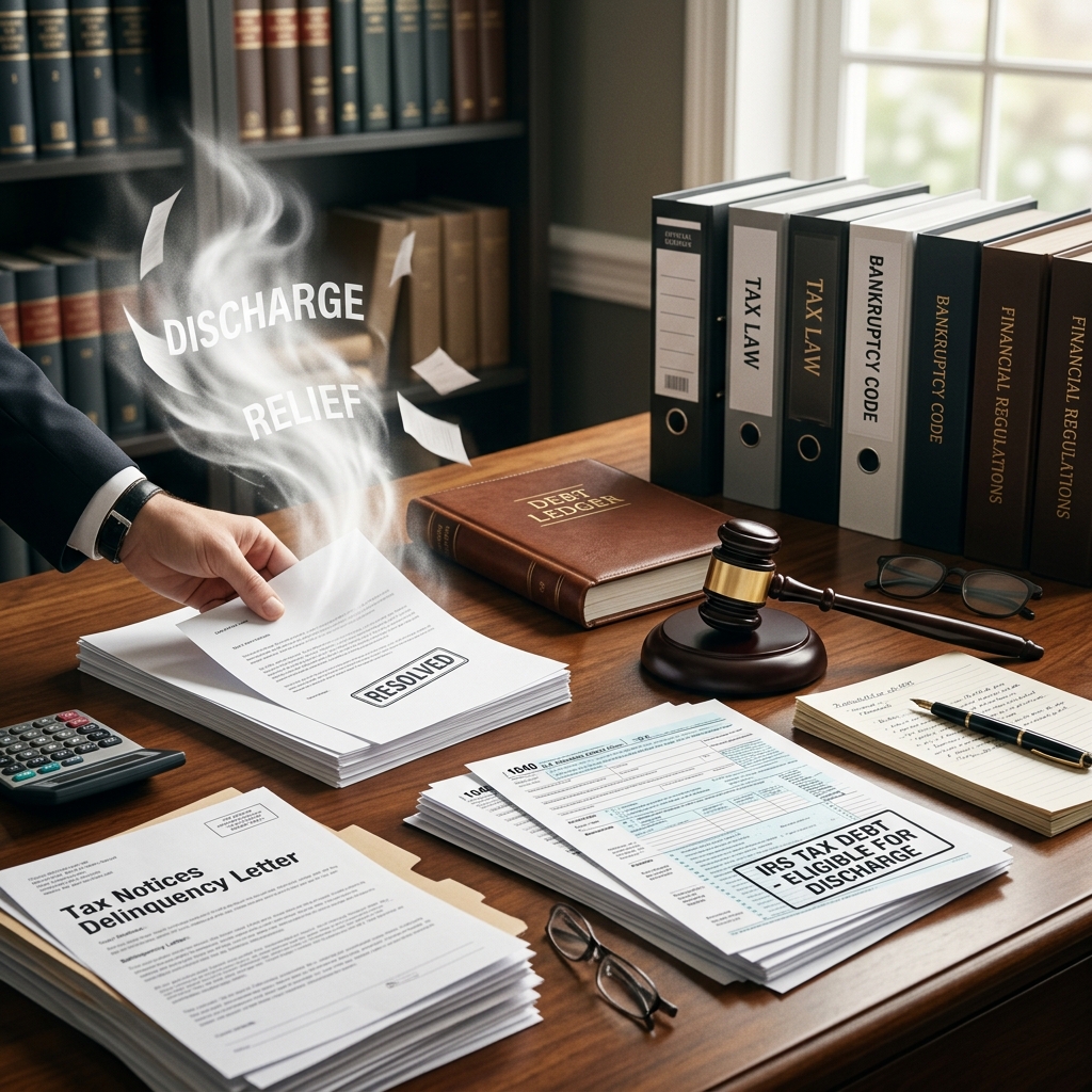 Understand when income tax debts can be erased in bankruptcy, when they survive, and how Chapter 7 and Chapter 13 handle your obligations to the IRS.