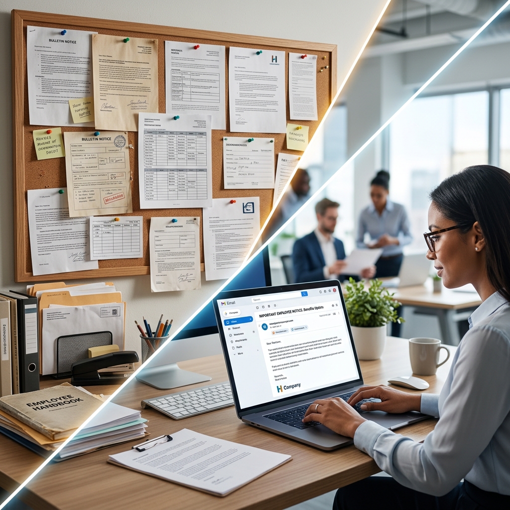 Understanding when electronic delivery is legally sufficient for employee notices and when paper postings are still required.