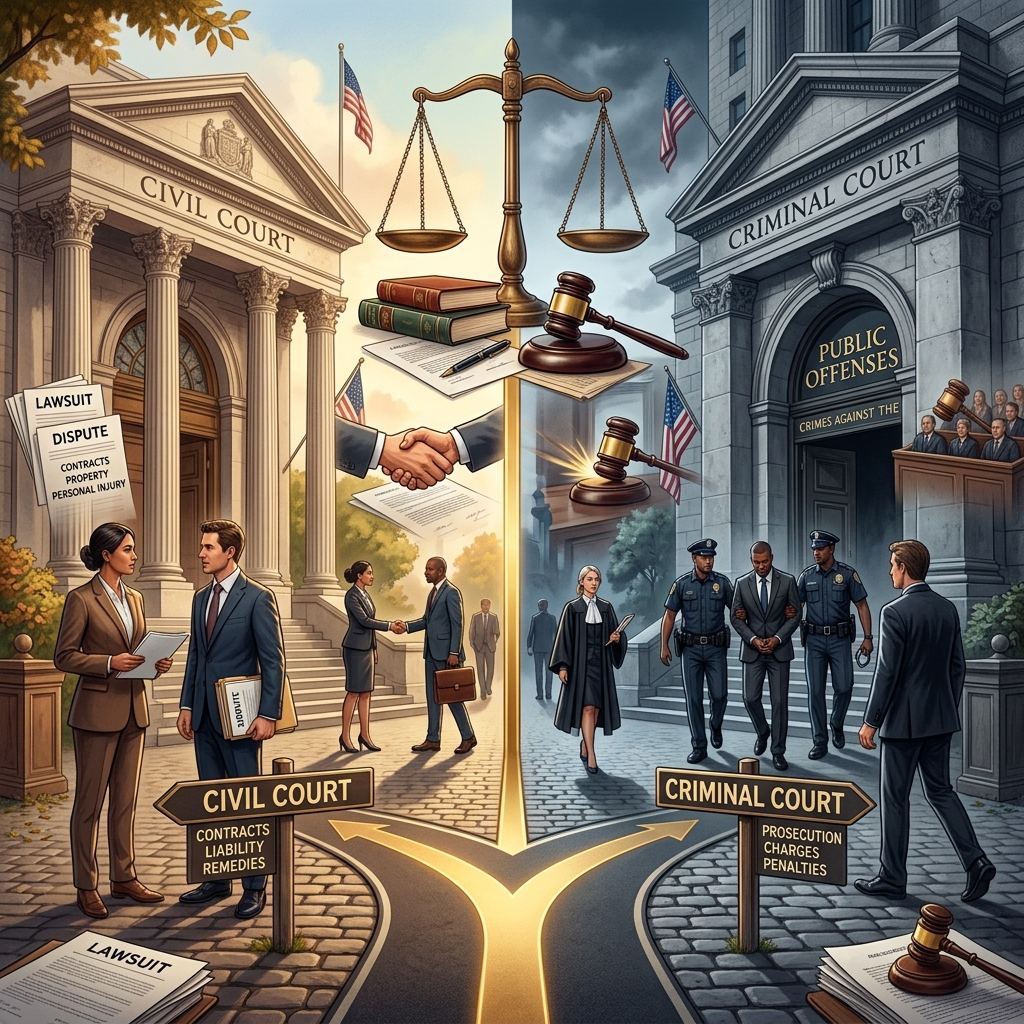 Understand the key differences between civil and criminal courts so you can better evaluate where your legal dispute truly belongs.