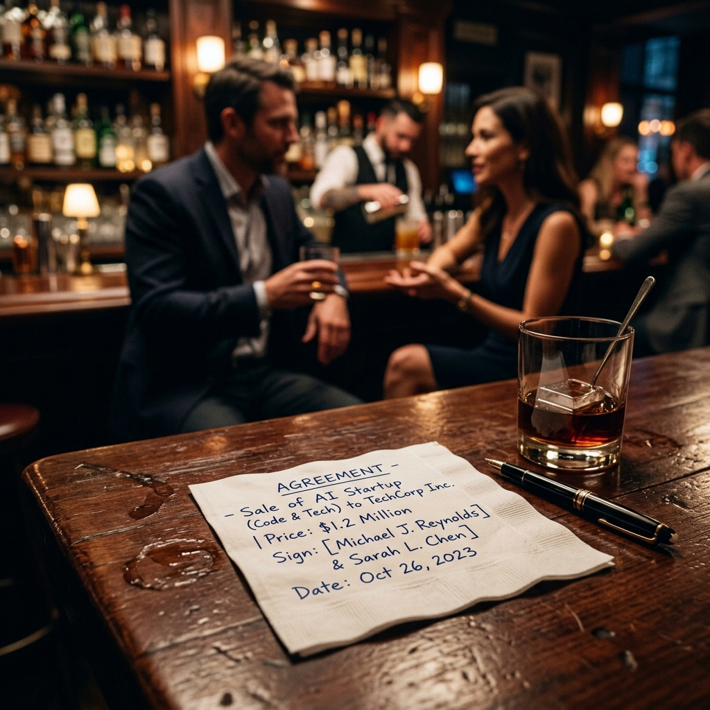 How handwritten promises on bar napkins can turn into real, enforceable contracts worth hundreds of thousands or even millions of dollars.