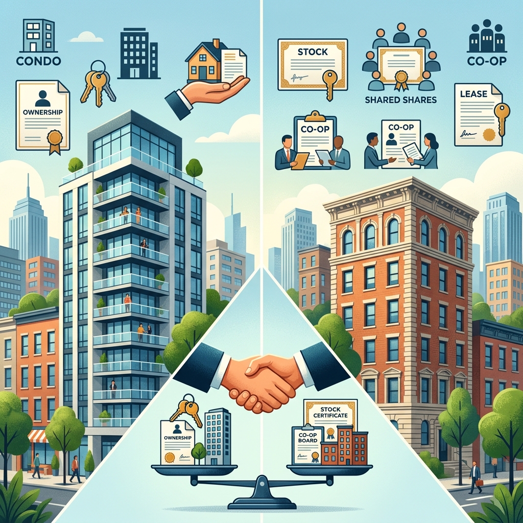 Understand how condos and co-ops differ in ownership, financing, fees, and flexibility before you buy.