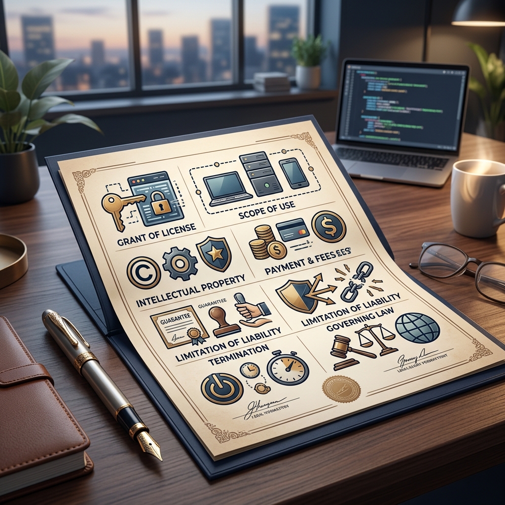 Understand the essential provisions in software license agreements so you can negotiate, comply, and protect your business effectively.