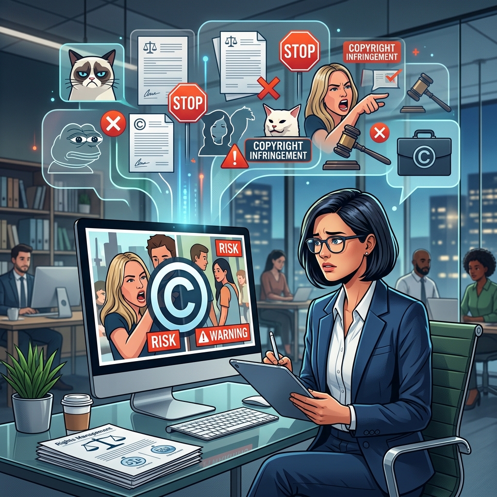 How businesses can use memes safely while avoiding copyright, trademark, and publicity claims.