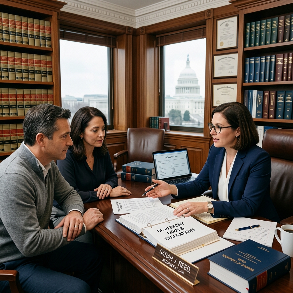 A clear guide to spousal support rules, court factors, and modification in DC.