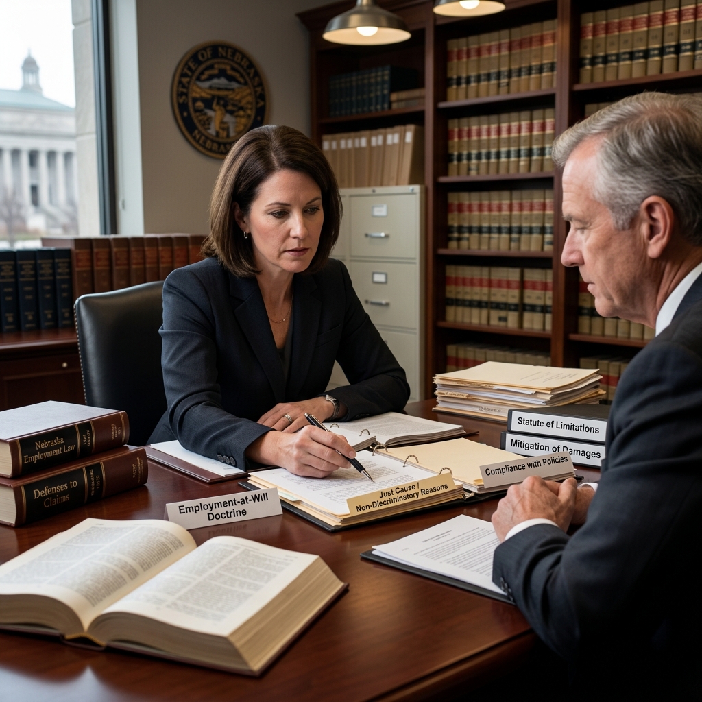 How Nebraska employers can lawfully defend against wrongful termination allegations while respecting at-will limits and public policy.