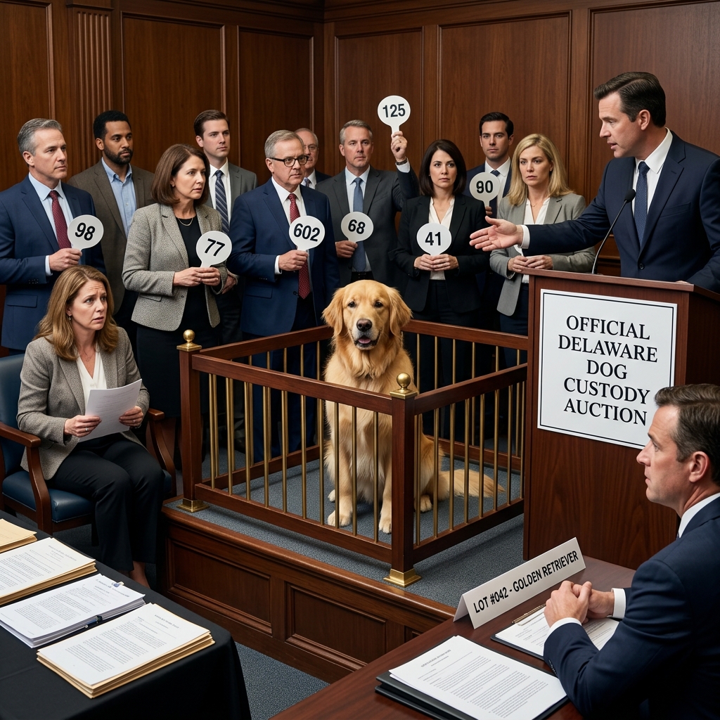 A Delaware court used a private auction to resolve a pet ownership dispute.