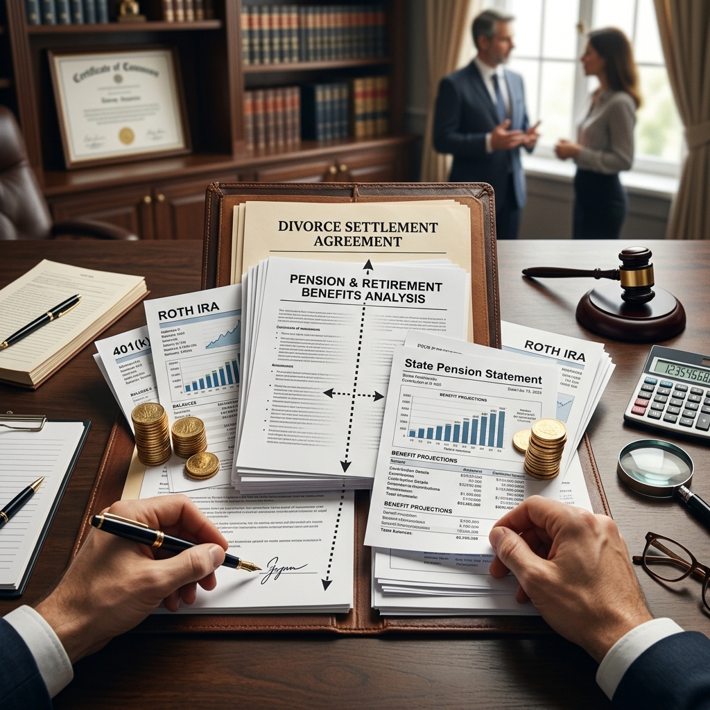 A practical legal guide to understanding, valuing, and dividing pensions and retirement accounts fairly when a marriage ends.