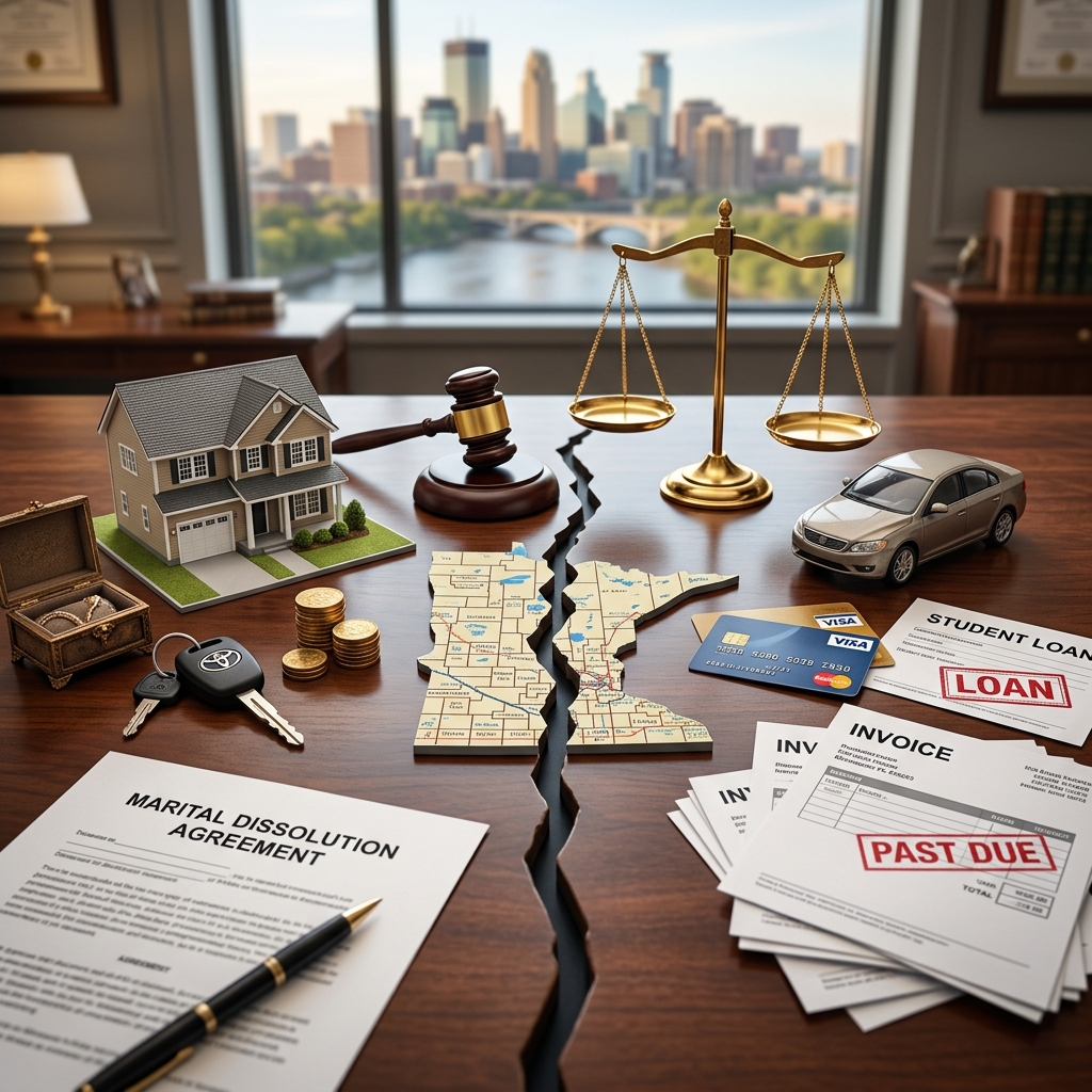 Understand how Minnesota courts classify, value, and fairly divide marital property and debt when your marriage ends.