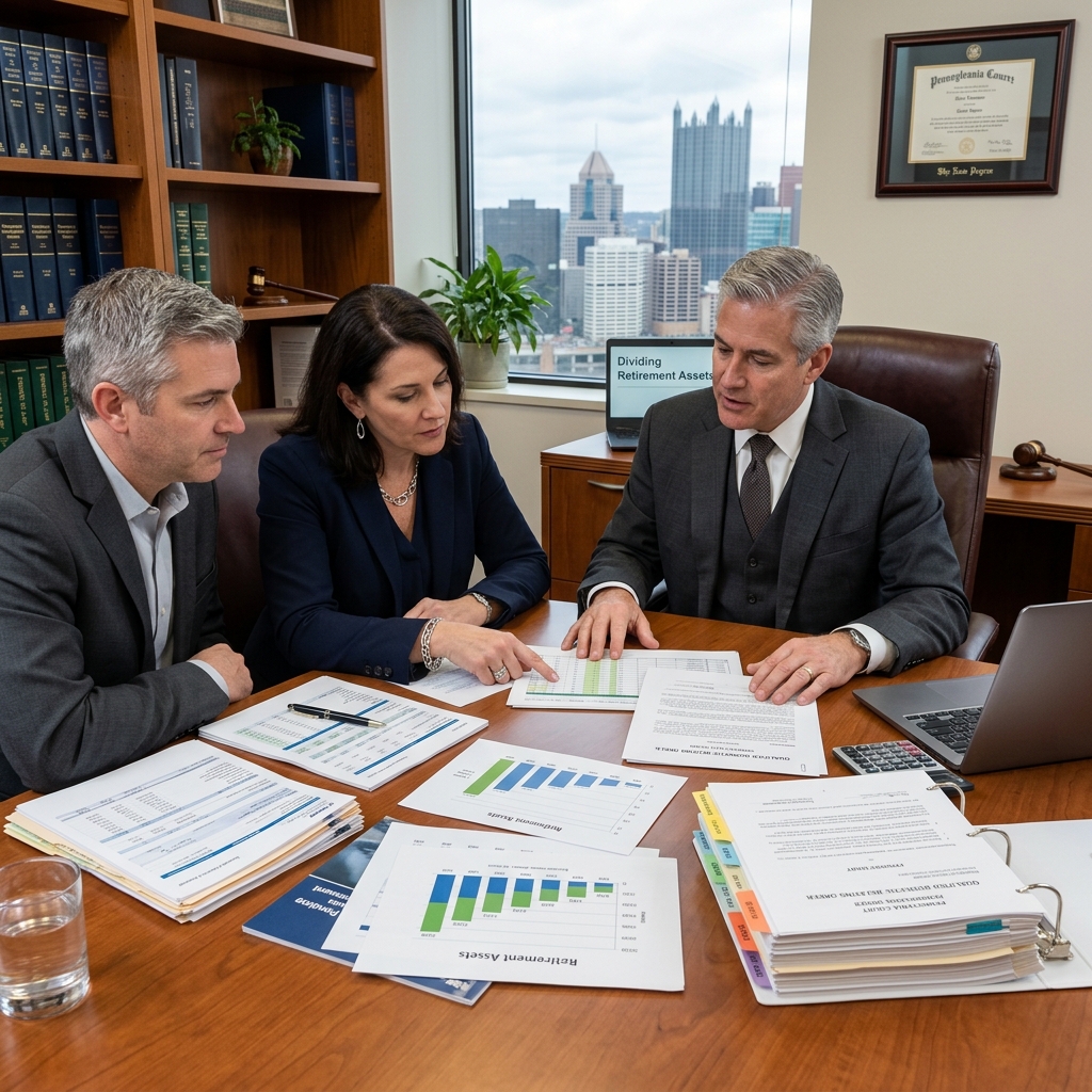 Understand how pensions, 401(k)s, IRAs, and other retirement plans are classified, valued, and divided under Pennsylvania divorce law.