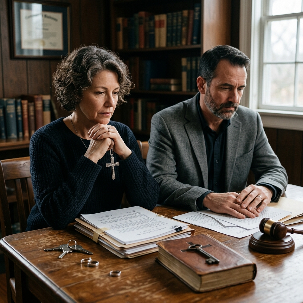 How civil courts, religious traditions, and personal belief intersect when a marriage ends and partners seek both legal and spiritual closure.