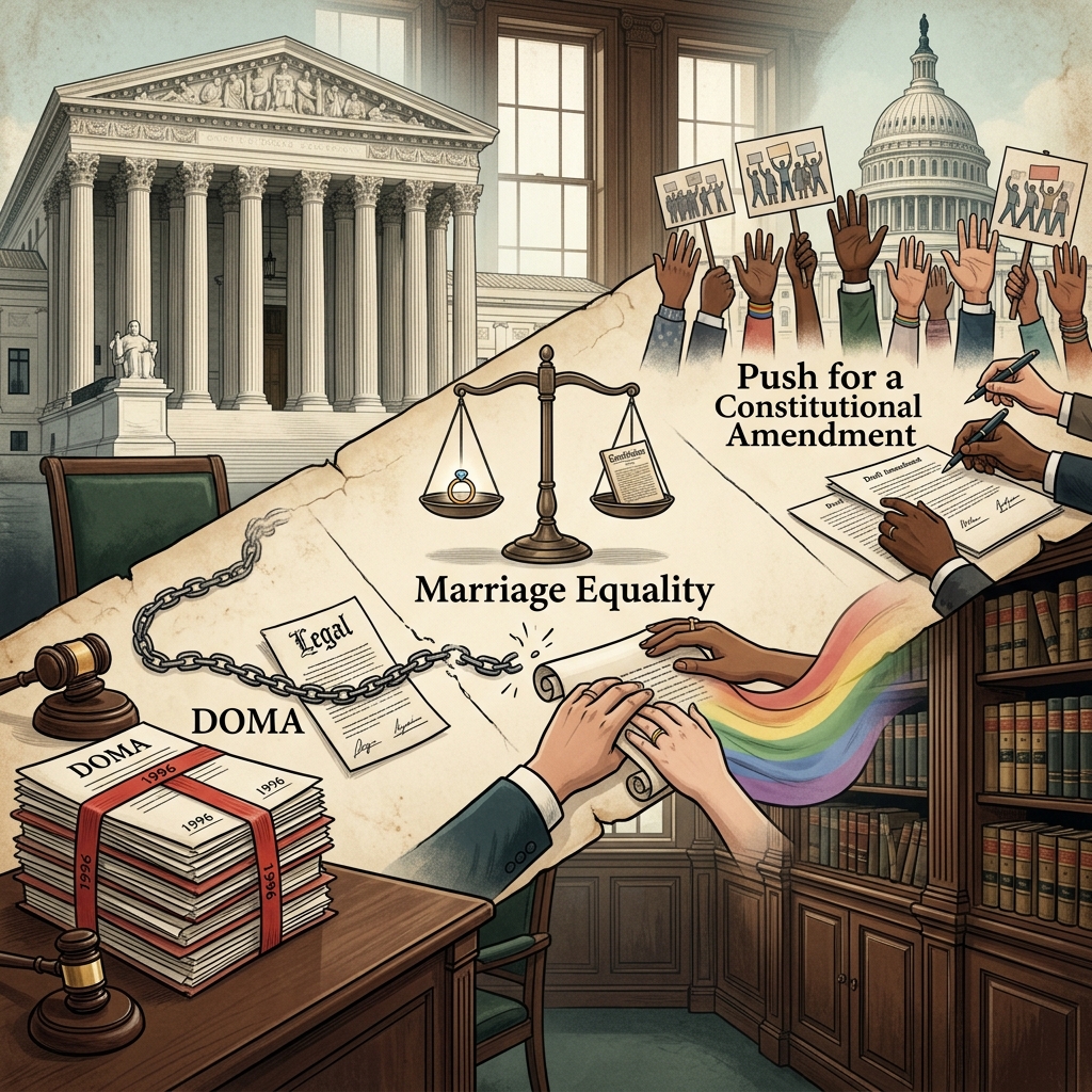 How the Defense of Marriage Act shaped federal marriage law, triggered constitutional debates, and led to nationwide marriage equality.