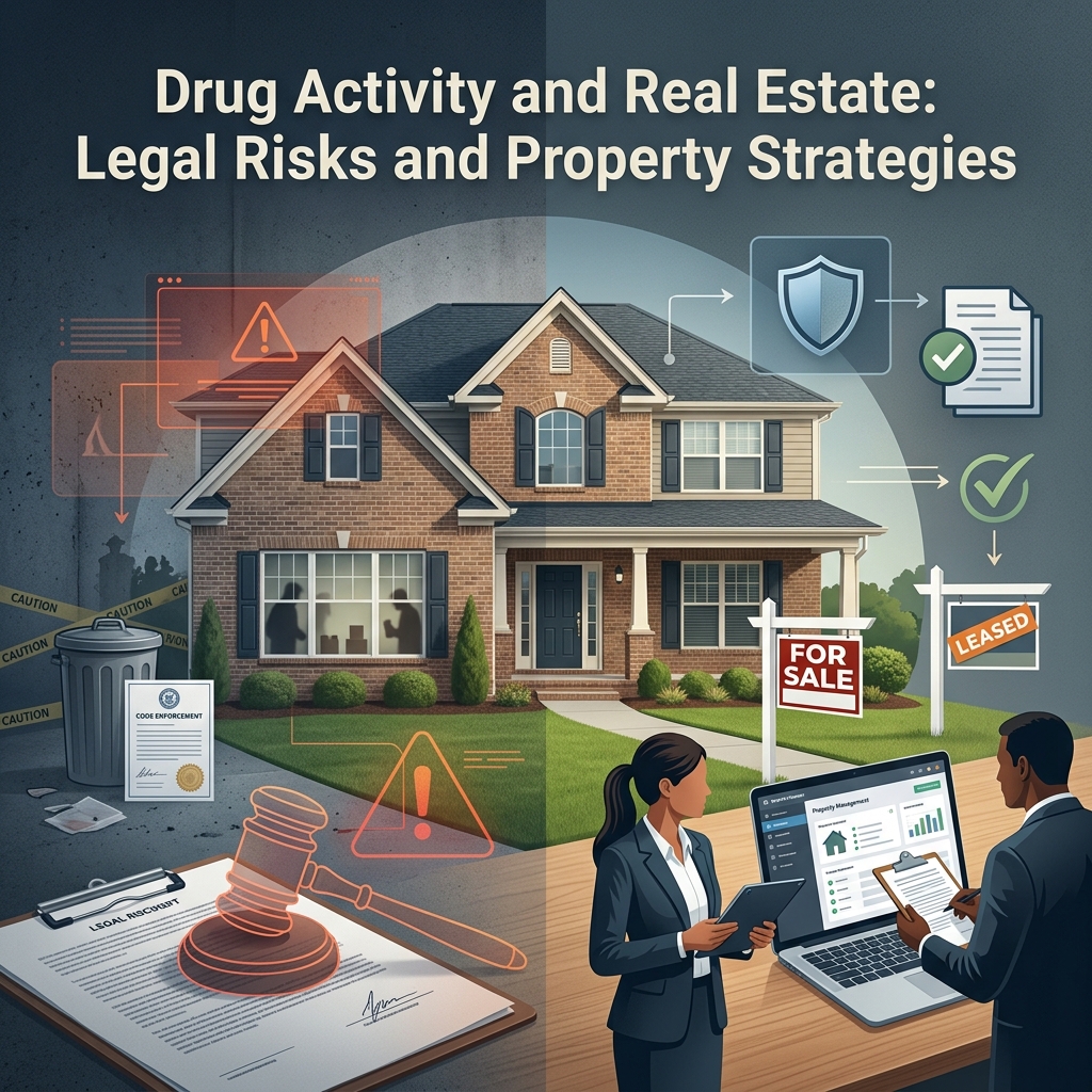 How illegal drug activity impacts property owners, landlords, buyers and agents, and what legal tools and practical steps can reduce risk.