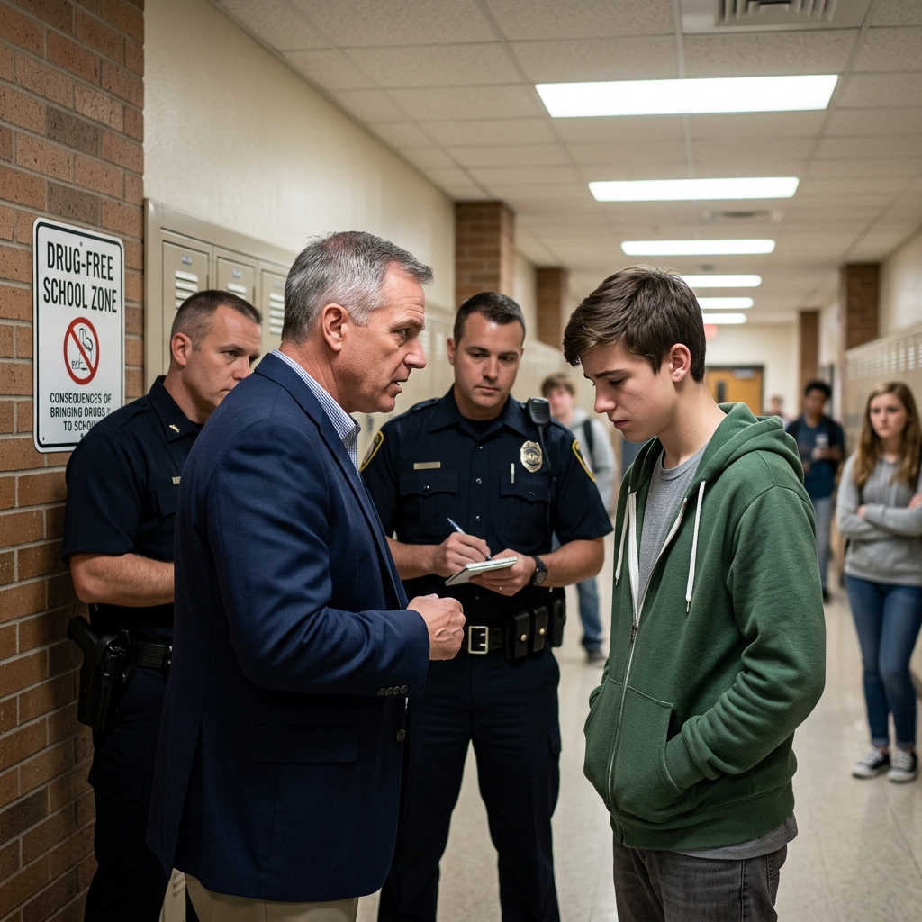 Understand how federal and state drug-free school zone laws turn school-related drug possession or dealing into severely enhanced criminal offenses.