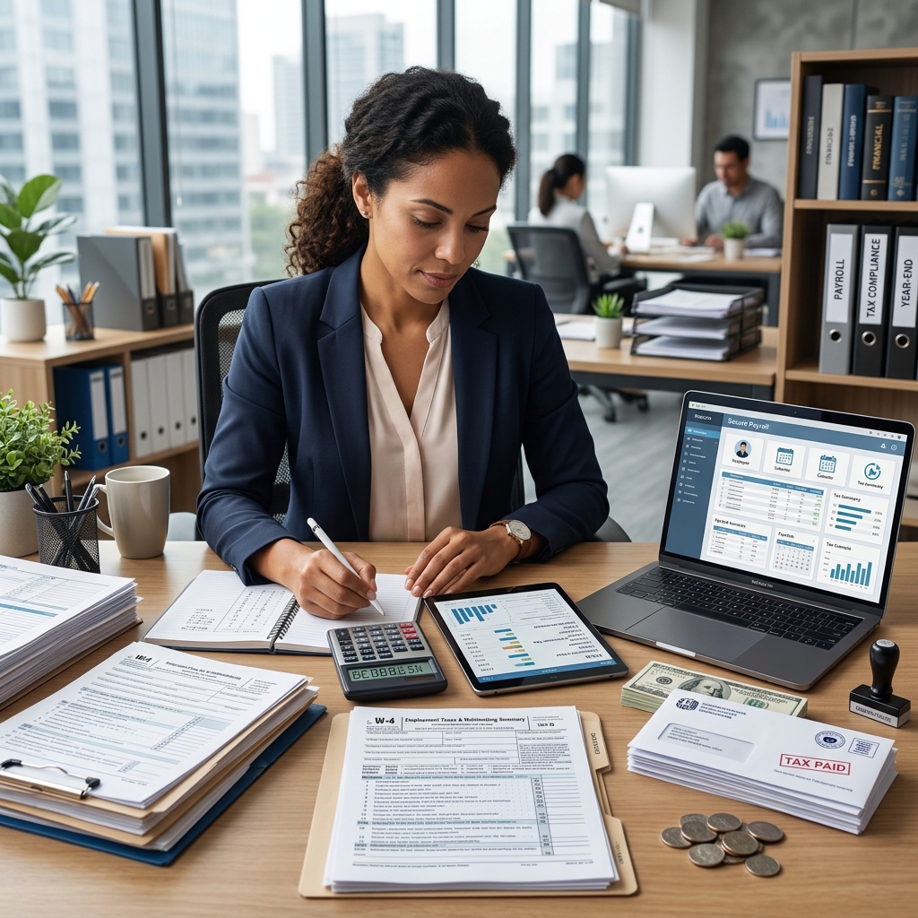 A practical guide to payroll taxes, withholding duties, and filing basics for employers.
