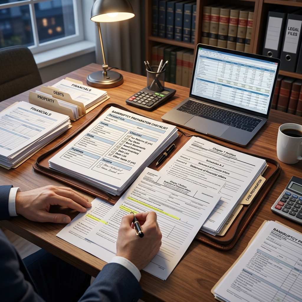 A practical, step-by-step guide to the documents, forms, and decisions you must tackle before filing for personal bankruptcy.