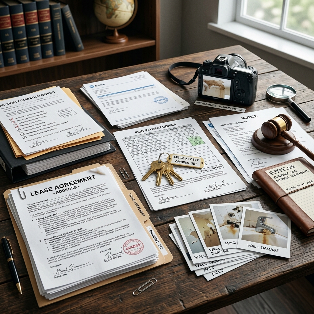 Learn which documents, photos, messages, and records can make or break your landlord–tenant dispute and how to organize them effectively.