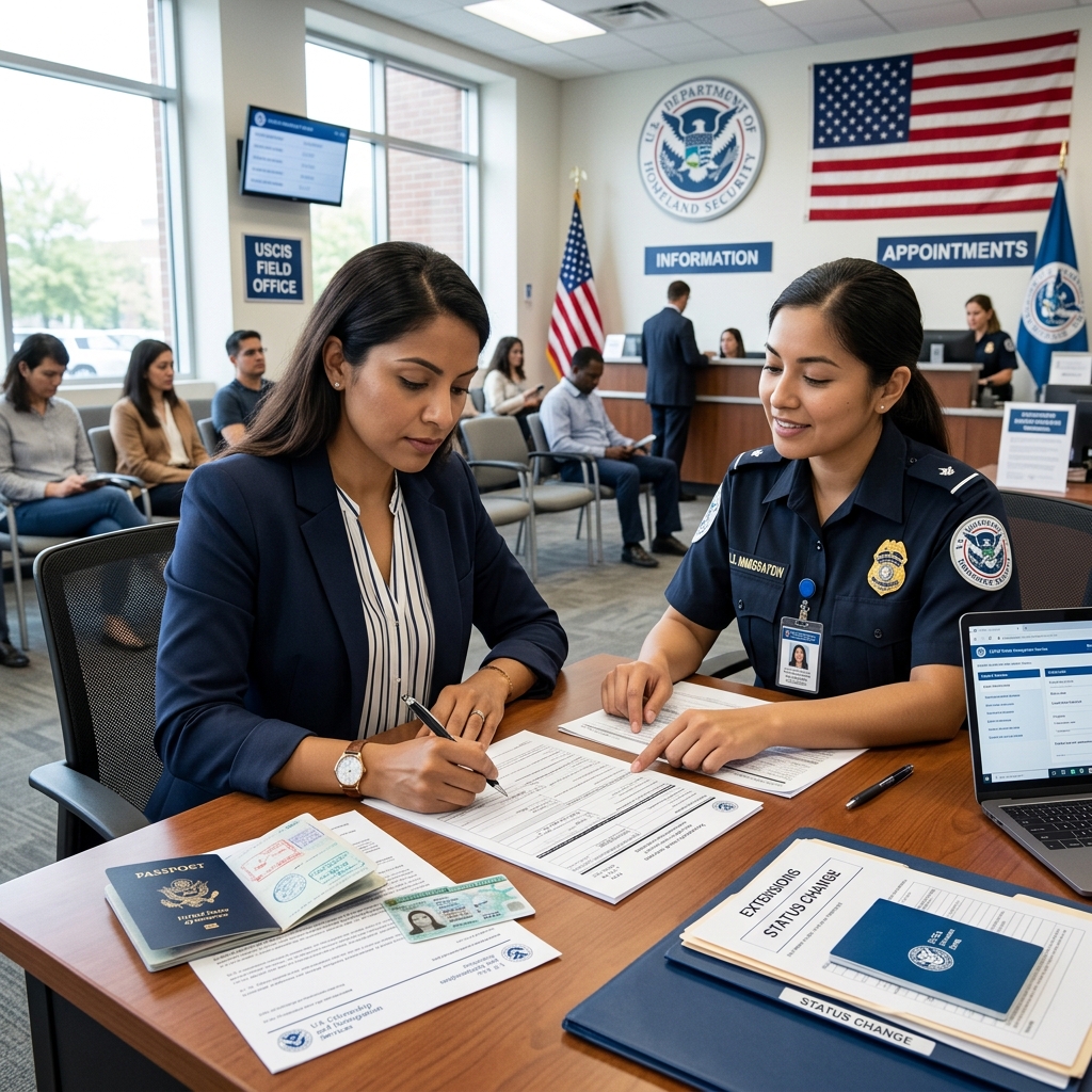 Practical guidance to help nonimmigrant visitors lawfully extend their stay or transition to a new status in the United States.