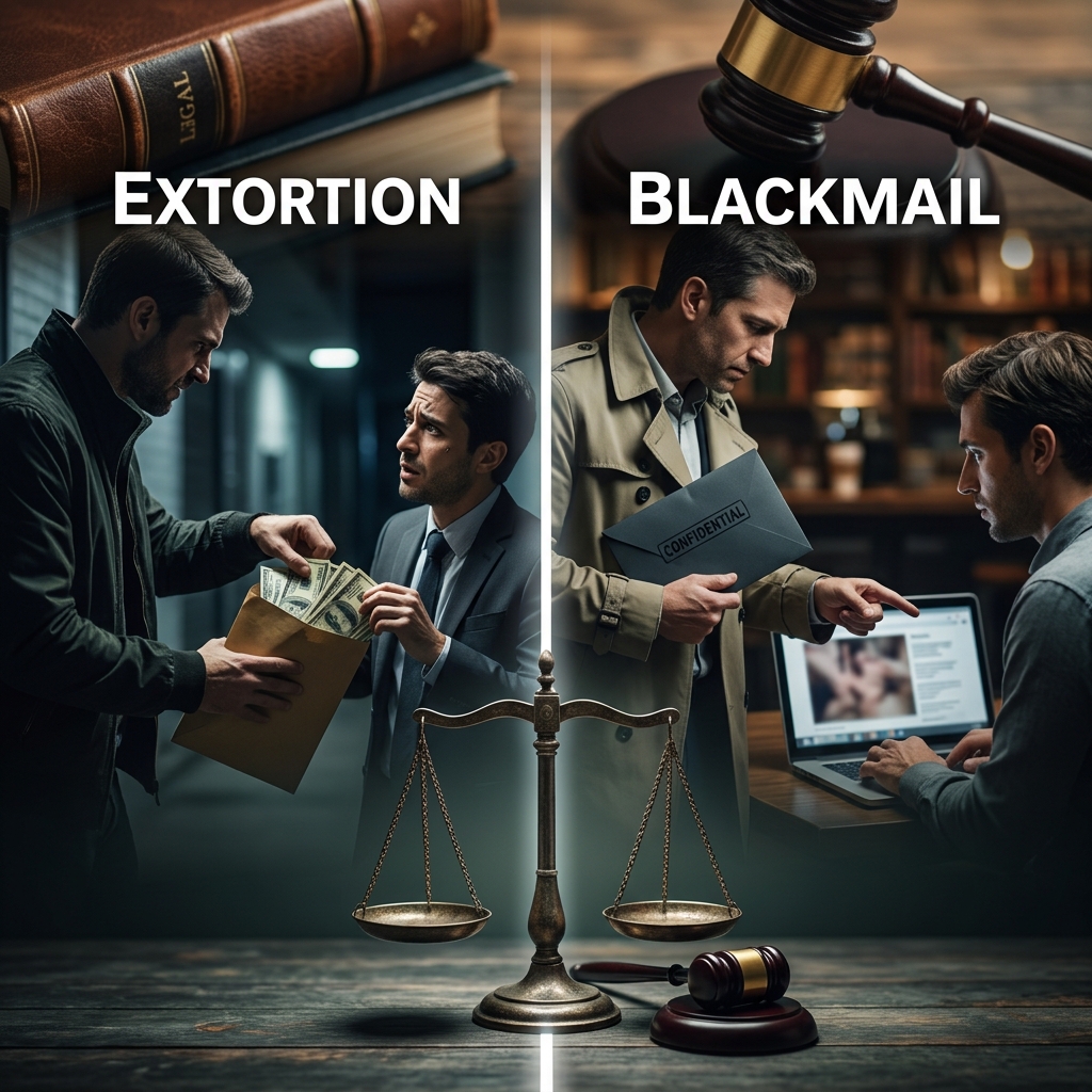 A clear, practical guide to how the law distinguishes extortion from blackmail, and why those differences matter.