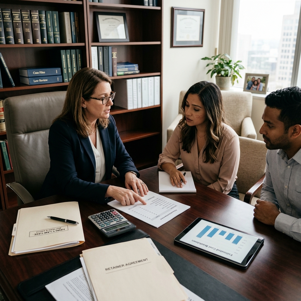 Learn the main ways family lawyers charge, what drives legal bills, and how to budget with confidence.