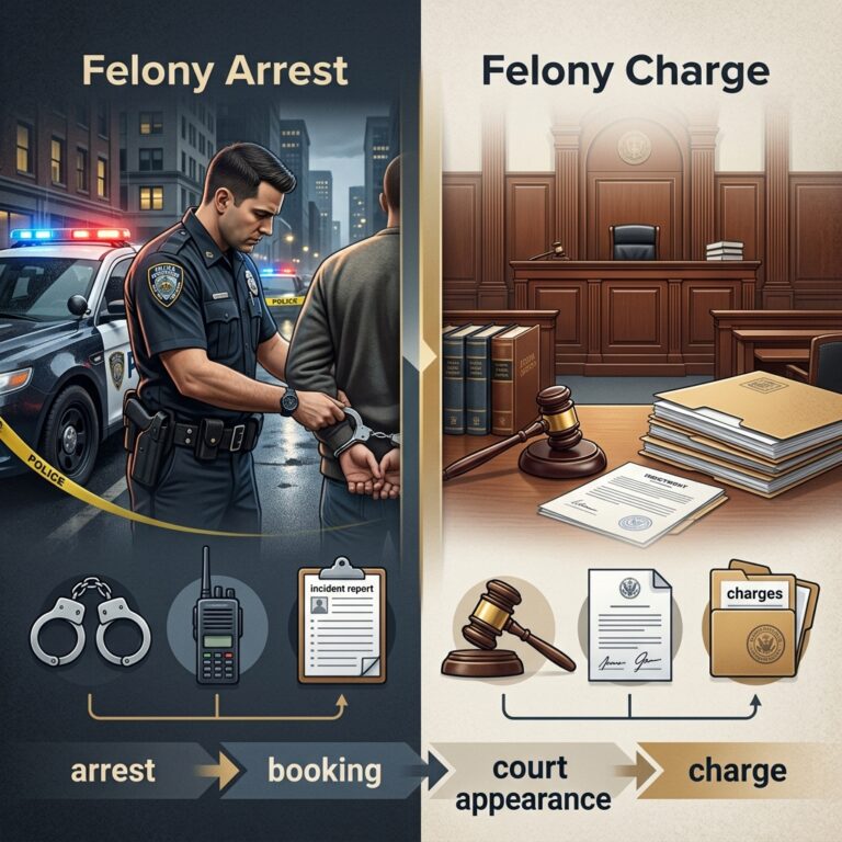 Felony Arrest vs. Felony Charge Explained
